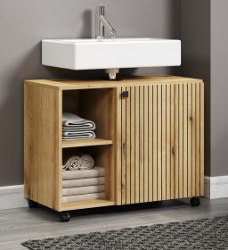 Waschbeckenunterschrank Bliss in Evoke Eiche Badschrank auf Rollen 80 cm Waschbeckenunterschrank Bliss in Evoke Eiche Badschrank auf Rollen 80 cm