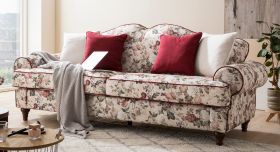 Sofa 3,5-Sitzer Elita in creme Landhaus Blumen Design Couch 228 cm Sofa 3,5-Sitzer Elita in creme Landhaus Blumen Design Couch 228 cm