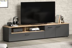 TV-Lowboard Esteban in grau und Evoke Eiche XL TV Unterteil 210 x 43 cm