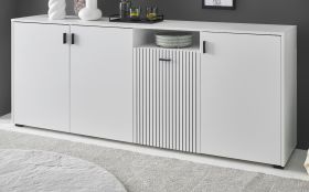 Sideboard Merced in weiß matt Wohn- und Esszimmer Kommode 200 cm Sideboard Merced in weiß matt Wohn- und Esszimmer Kommode 200 cm