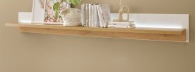 Wandboard Bellport in wei matt und Wotan Eiche Wandregal inklusive Beleuchtung 201 cm