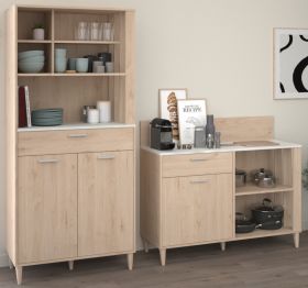 Parisot Kchenschrank Set 2-tlg. Diner in Eiche und grau, Buffetschrank und Anrichte