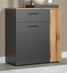Kommode Esteban in grau und Evoke Eiche Sideboard 80 cm