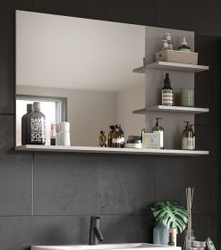 Badezimmer Spiegel Malik in grau Badspiegel mit Ablage 100 x 69 cm Badezimmer Spiegel Malik in grau Badspiegel mit Ablage 100 x 69 cm