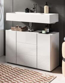 Waschbeckenunterschrank Larik in wei Hochglanz Badezimmer Waschtisch 82 x 56 cm