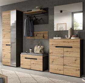Garderobe Set 6-teilig Cooper in Artisan Eiche und grau 255 cm mit Soft-Close Garderobe Set 6-teilig Cooper in Artisan Eiche und grau 255 cm mit Soft-Close
