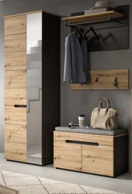 Garderobe Set 4-teilig Cooper in Artisan Eiche und grau Garderobenkombination 160 cm Garderobe Set 4-teilig Cooper in Artisan Eiche und grau Garderobenkombination 160 cm