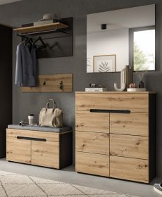 Garderobe Set 5-teilig Cooper in Artisan Eiche und grau 175 cm, Soft-Close Garderobe Set 5-teilig Cooper in Artisan Eiche und grau 175 cm, Soft-Close