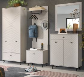 Garderobe Set 5-teilig Apunti in Sand matt Garderobenkombination 250 cm Garderobe Set 5-teilig Apunti in Sand matt Garderobenkombination 250 cm