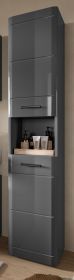 Bad Hochschrank Strong in grau Hochglanz 30 x 180 cm, mit Soft-Close Bad Hochschrank Strong in grau Hochglanz 30 x 180 cm, mit Soft-Close