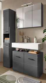 Badmöbel Set 3-teilig Strong in grau Hochglanz 125 x 190 cm, mit Soft-Close Badmöbel Set 3-teilig Strong in grau Hochglanz 125 x 190 cm, mit Soft-Close