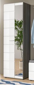 Garderobenschrank Rumba in weiß Hochglanz und Rauchsilber grau Schuhschrank mit Spiegel Garderobenschrank Rumba in weiß Hochglanz und Rauchsilber grau Schuhschrank mit Spiegel