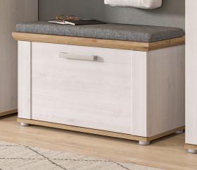 Garderobe Sitzbank Mirano in weiß Lärche und Eiche Artisan Landhaus Garderobenbank 80 cm Garderobe Sitzbank Mirano in weiß Lärche und Eiche Artisan Landhaus Garderobenbank 80 cm