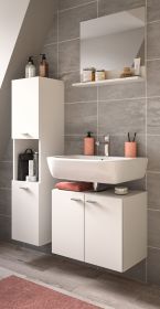 Badmöbel Set 3-teilig Lowell in weiß Badkombination hängend / stehend 102 x 186 cm Badmöbel Set 3-teilig Lowell in weiß Badkombination hängend / stehend 102 x 186 cm