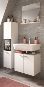 Badmöbel Set 3-teilig Lowell in weiß und schwarz Badkombination hängend / stehend 102 x 186 cm Badmöbel Set 3-teilig Lowell in weiß und schwarz Badkombination hängend / stehend 102 x 186 cm