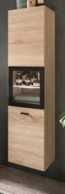 Badezimmer Midischrank Lowell in Sonoma Eiche und schwarz Badschrank hngend / stehend 30 x 125 cm
