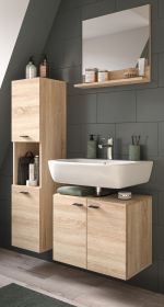 Badmöbel Set 3-teilig Lowell in Sonoma Eiche Badkombination hängend / stehend 102 x 186 cm Badmöbel Set 3-teilig Lowell in Sonoma Eiche Badkombination hängend / stehend 102 x 186 cm