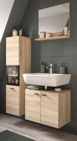 Badmöbel Set 3-teilig Lowell in Sonoma Eiche und schwarz Badkombination hängend / stehend 102 x 186 cm Badmöbel Set 3-teilig Lowell in Sonoma Eiche und schwarz Badkombination hängend / stehend 102 x 186 cm