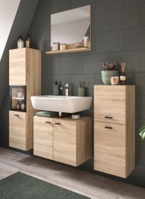Badmöbel Set 4-teilig Lowell in Sonoma Eiche und schwarz Badkombination hängend / stehend 137 x 186 cm Badmöbel Set 4-teilig Lowell in Sonoma Eiche und schwarz Badkombination hängend / stehend 137 x 186 cm