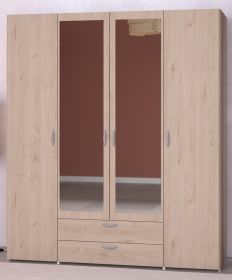 Kleiderschrank Enjour in Jackson Eiche Drehtürenschrank 4-türig mit Spiegel 160 x 185 cm Kleiderschrank Enjour in Jackson Eiche Drehtürenschrank 4-türig mit Spiegel 160 x 185 cm