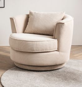 Drehsessel Comfy in wollweiß Web-Velours Sessel 360° drehbar inklusive Kissen Drehsessel Comfy in wollweiß Web-Velours Sessel 360° drehbar inklusive Kissen