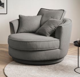 Drehsessel Comfy in grau Web-Velours XL Sessel 360° drehbar inklusive 3 x Kissen Drehsessel Comfy in grau Web-Velours XL Sessel 360° drehbar inklusive 3 x Kissen