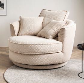 Drehsessel Comfy in wollweiß Web-Velours XL Sessel 360° drehbar inklusive 3 x Kissen Drehsessel Comfy in wollweiß Web-Velours XL Sessel 360° drehbar inklusive 3 x Kissen