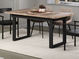 Esstisch Syncro in Tabak Eiche und Metall schwarz Industrial Look ausziehbar 160 - 200 cm Esstisch Syncro in Tabak Eiche und Metall schwarz Industrial Look ausziehbar 160 - 200 cm