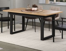 Esstisch Syncro in Evoke Eiche und Metall schwarz Industrial Look ausziehbar 160 - 200 cm Esstisch Syncro in Evoke Eiche und Metall schwarz Industrial Look ausziehbar 160 - 200 cm