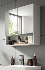 Badezimmer Spiegelschrank Carlo in grau Badschrank 2-türig mit Soft-Close 55 cm Badezimmer Spiegelschrank Carlo in grau Badschrank 2-türig mit Soft-Close 55 cm