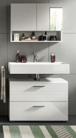 Badmöbel Set 2-teilig Carlo in weiß Hochglanz und grau Badkombination mit Soft-Close 80 x 190 cm Badmöbel Set 2-teilig Carlo in weiß Hochglanz und grau Badkombination mit Soft-Close 80 x 190 cm