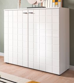 Kommode Hakon in weiß Hochglanz Sideboard 92 x 86 cm Kommode Hakon in weiß Hochglanz Sideboard 92 x 86 cm