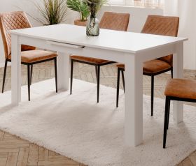 Esstisch Finham in wei Tisch mit Liftauszug 160 / 200 x 80