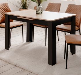Esstisch Finham in Artisan Eiche und schwarz Tisch mit Liftauszug 125 / 165 x 80 cm Esstisch Finham in Artisan Eiche und schwarz Tisch mit Liftauszug 125 / 165 x 80 cm