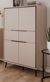 Highboard Brebbia in sand und schwarz Kommode 90 x 140 cm, Soft-Close-Funktion