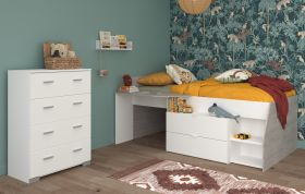 Parisot Kinder- und Jugendzimmer Milky16 in wei und grau Loft Komplett-Set 2-teilig