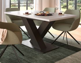 Esstisch Home-X in weiß und grau Tisch ausziehbar 150 - 190 cm Esstisch Home-X in weiß und grau Tisch ausziehbar 150 - 190 cm