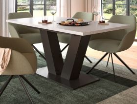 Esstisch Home-X in weiß und grau Tisch ausziehbar 150 - 190 cm Esstisch Home-X in weiß und grau Tisch ausziehbar 150 - 190 cm