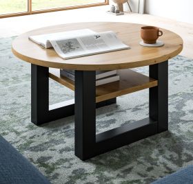 Couchtisch Eldon in Artisan Eiche und grau Beistelltisch rund Ø 75 cm Couchtisch Eldon in Artisan Eiche und grau Beistelltisch rund Ø 75 cm