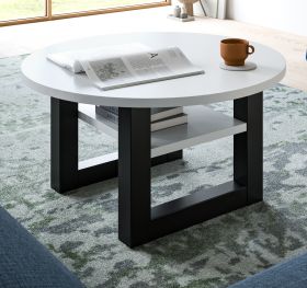 Couchtisch Eldon in weiß und grau Beistelltisch rund Ø 75 cm Couchtisch Eldon in weiß und grau Beistelltisch rund Ø 75 cm