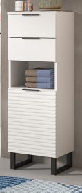 Badezimmer Kommode Roove in weiß mit 3D-Wellenstruktur Badkommode, Soft-Close-Funktion Badezimmer Kommode Roove in weiß mit 3D-Wellenstruktur Badkommode, Soft-Close-Funktion