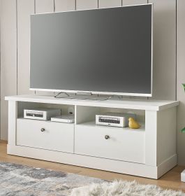 TV-Lowboard Fiastra in weiß Pinie Landhaus TV Unterteil 132 cm, Soft-Close-Funktion TV-Lowboard Fiastra in weiß Pinie Landhaus TV Unterteil 132 cm, Soft-Close-Funktion