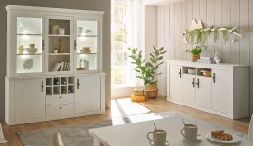 Wohn- und Esszimmer Set 2-teilig Fiastra in weiß Pinie Landhaus, Soft-Close-Funktion Wohn- und Esszimmer Set 2-teilig Fiastra in weiß Pinie Landhaus, Soft-Close-Funktion