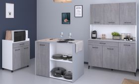 Parisot Kchenschrank Set 3-tlg. Malice6 in Beton grau und wei Kche Buffet und Kcheninsel