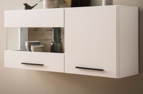 Hängevitrine Lavell in weiß matt und Evoke Eiche Vitrine hängend 120 cm, Soft-Close-Funktion Hängevitrine Lavell in weiß matt und Evoke Eiche Vitrine hängend 120 cm, Soft-Close-Funktion