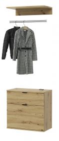 Garderobe Set 3-teilig Line-Up in Artisan Eiche Kommode und Kleiderstange 61 cm Garderobe Set 3-teilig Line-Up in Artisan Eiche Kommode und Kleiderstange 61 cm