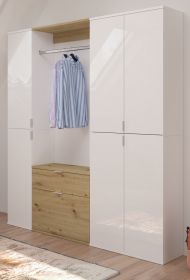 Garderobe SystemX in weiß Hochglanz und Artisan Eiche Garderobenschrank 152 x 193 cm Garderobe SystemX in weiß Hochglanz und Artisan Eiche Garderobenschrank 152 x 193 cm