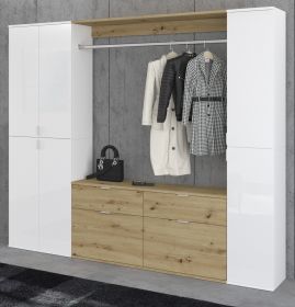 Garderobe SystemX in weiß Hochglanz und Artisan Eiche Garderobenschrank 212 x 193 cm Garderobe SystemX in weiß Hochglanz und Artisan Eiche Garderobenschrank 212 x 193 cm