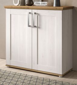 Kommode Mirano in weiß Lärche und Eiche Artisan Landhaus Sideboard 95 cm Kommode Mirano in weiß Lärche und Eiche Artisan Landhaus Sideboard 95 cm