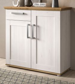 Kommode Mirano in weiß Lärche und Eiche Artisan Landhaus Sideboard 95 cm Kommode Mirano in weiß Lärche und Eiche Artisan Landhaus Sideboard 95 cm
